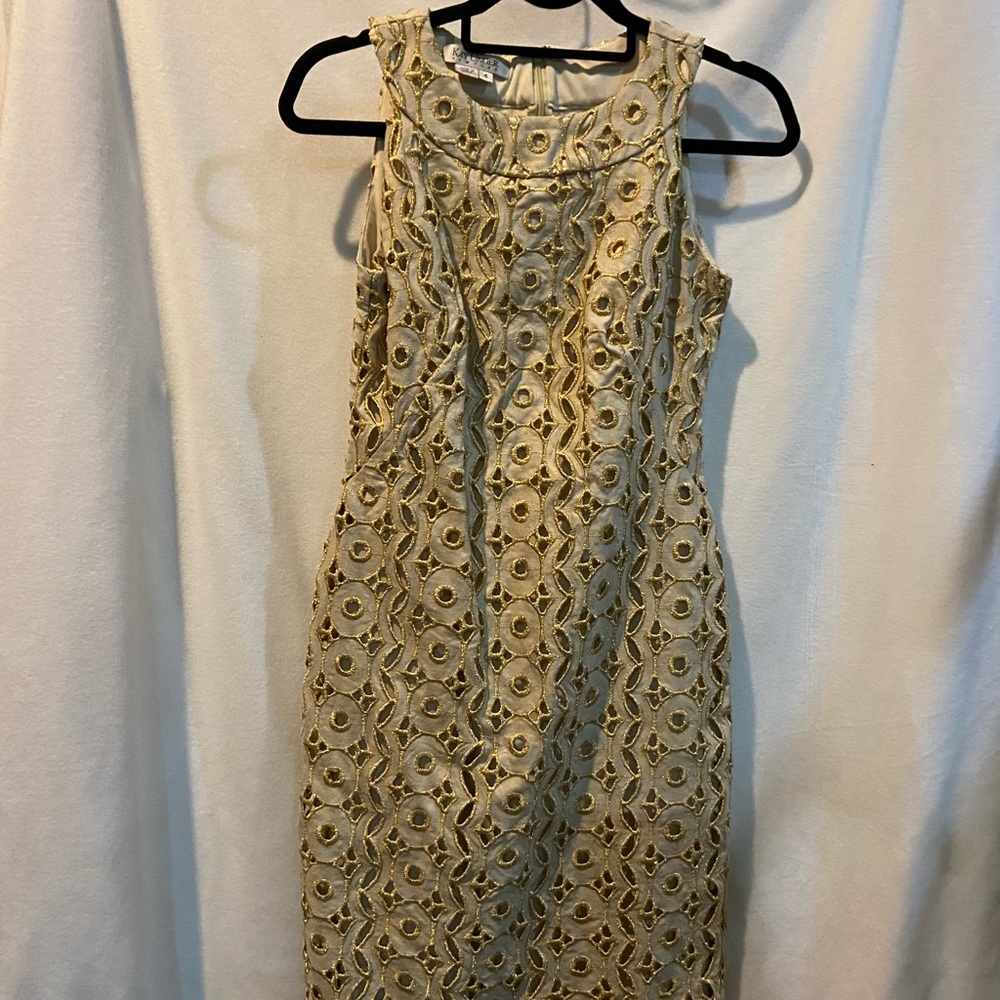 Cream and gold Kay Unger dress